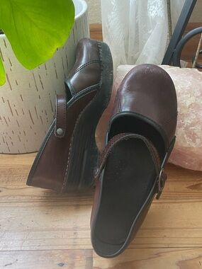 Dansko Brown Leather Mary Jane Clogs